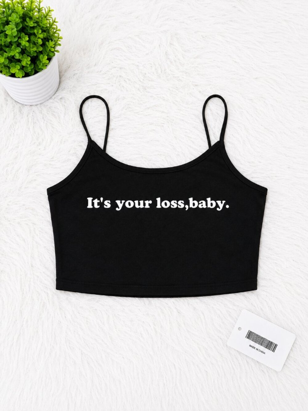 NWT "It's Your Loss, Baby." Graphic Crop Cami